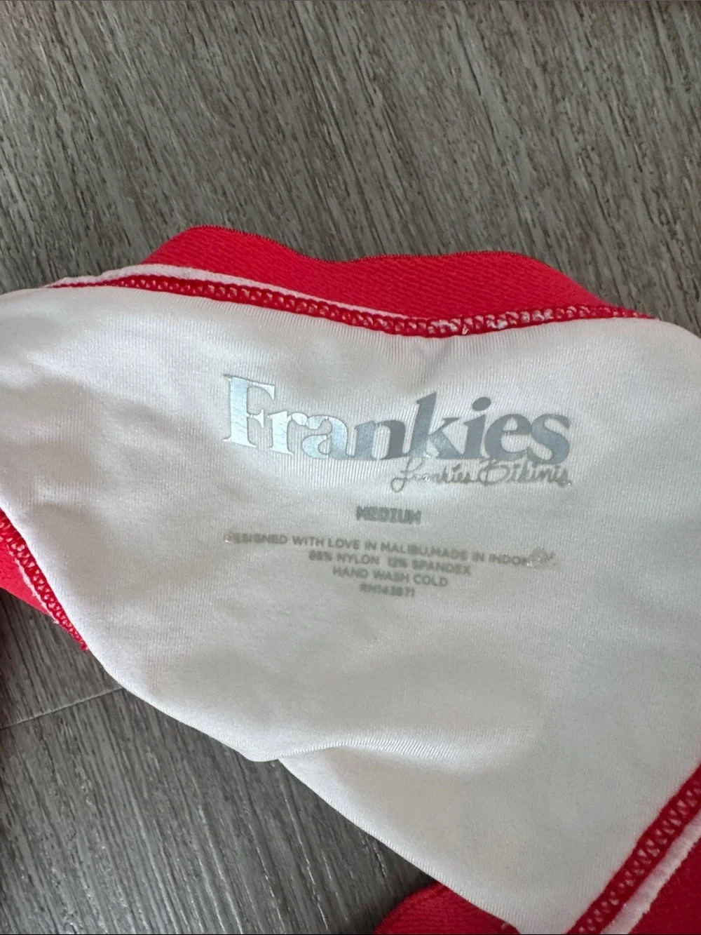 Frankie's Buckle Up Bikini White and Red Ribbed Two-Piece Bikini